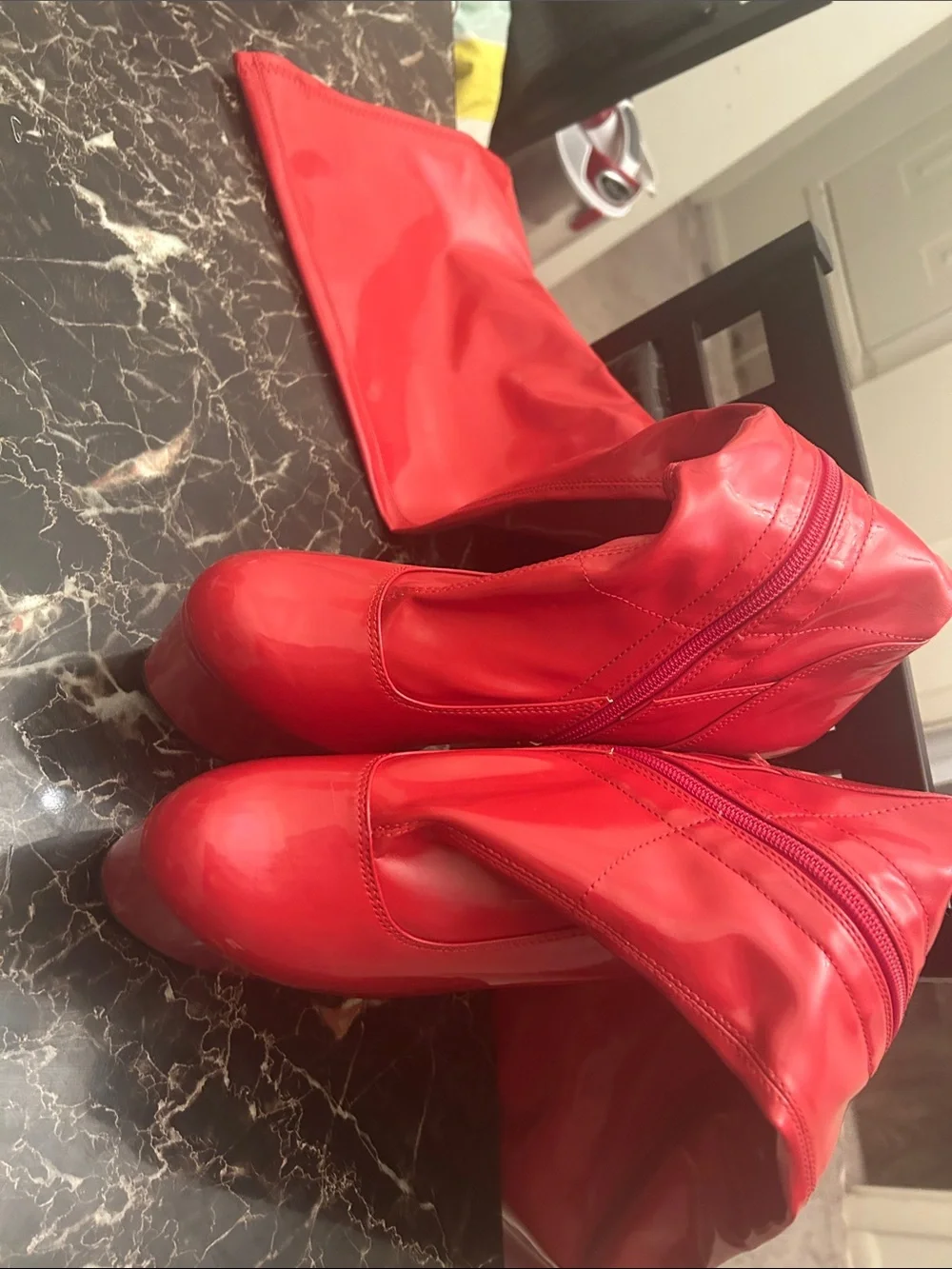 Women’s Red High Heel Knee-High Boots